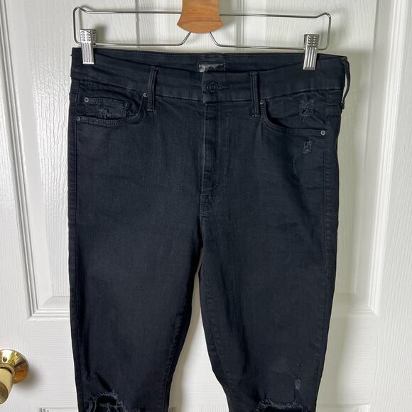 Mother Black High Rise The Looker Ankle Fray Skinny Leg Jeans Guilty As Sin 30 - Picture 3 of 10